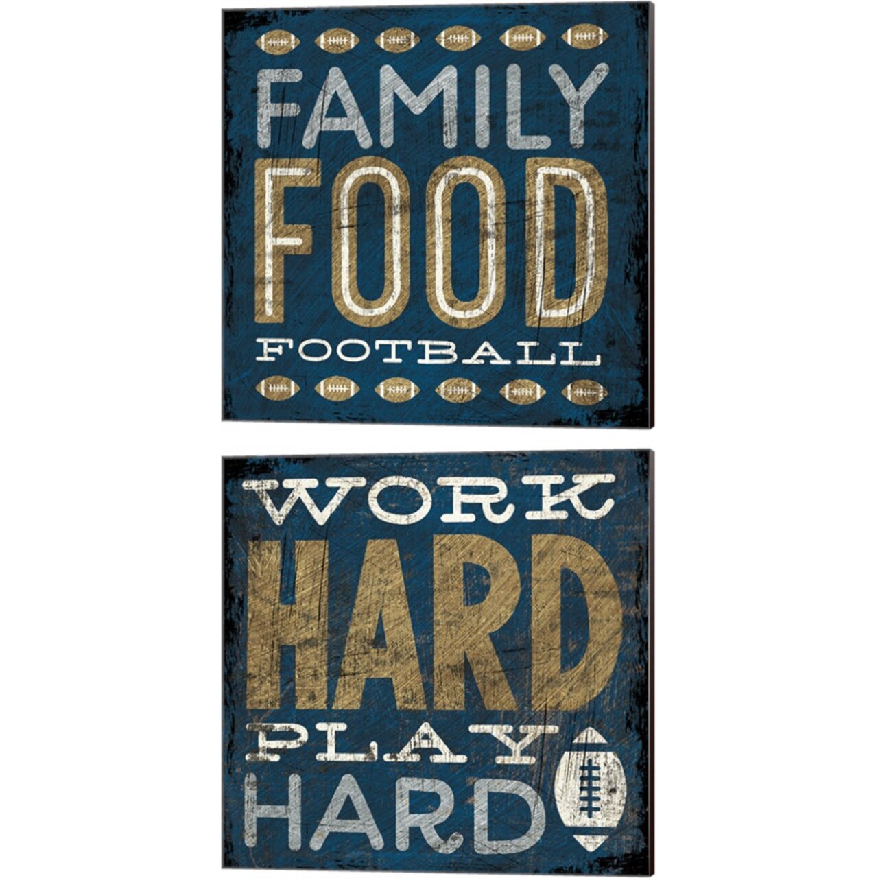 Football Blue by Michael Mullan 14" x 14" Canvas Wall Art (Set of 2)